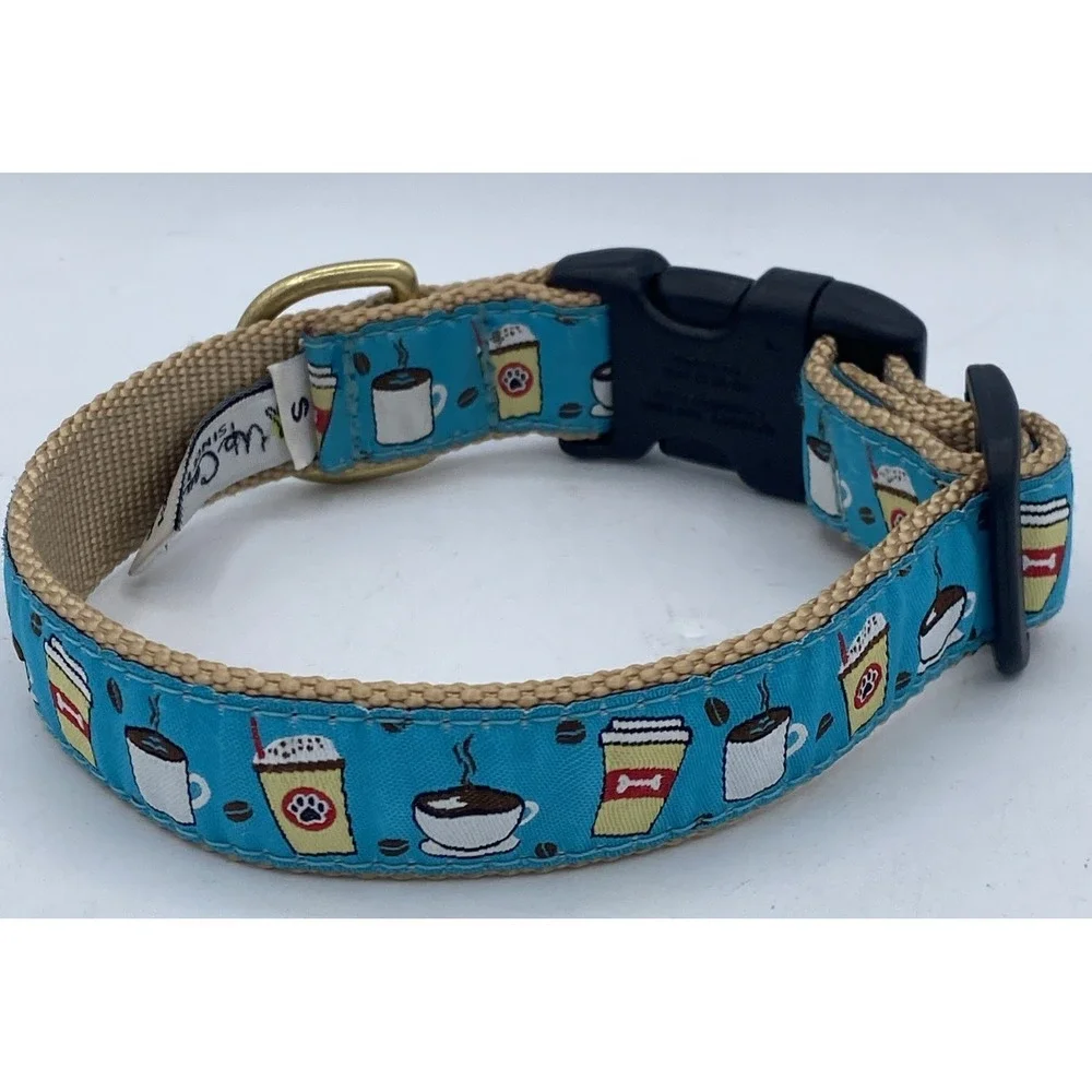 Coffee Nut Pattern Coffee Nut Dog Collar Small 9 to 15 inches 5/8 inch Narrow...
